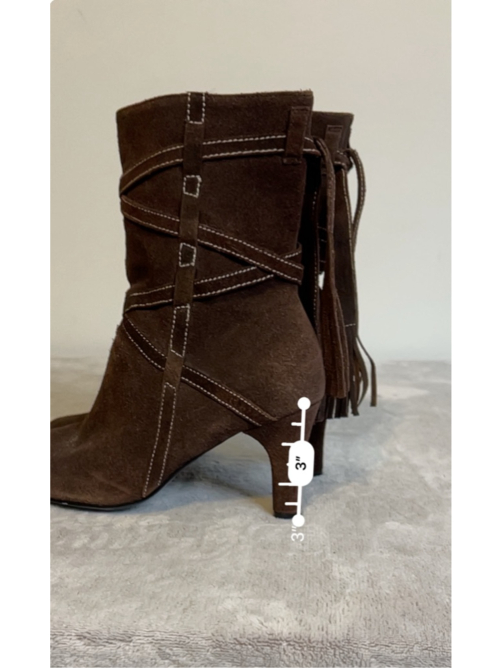 Women's Bisou Bisou Brown Suede Ankle Boots Size 7.5 - Picture 7 of 10